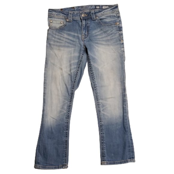 Miss Me Boyfriend Capri Blue Jeans Denim Distressed Classic Women's 25 Pre-owned - Picture 2 of 12